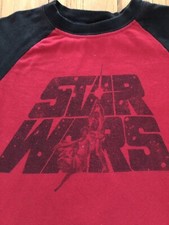 Boys Vintage STAR WARS Top T-Shirt Short Sleeve Black  Red Sz 6-7