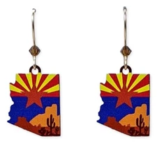 ARIZONA FLAG Hypo-Allergenic Earrings, Sterling Silver Plated, by Sienna Sky