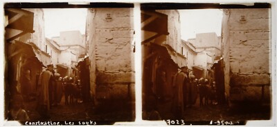 Algerien.Algeria.Constantine.Les Souks.Stereoansicht Glas 6x13.Glass view Stereo.