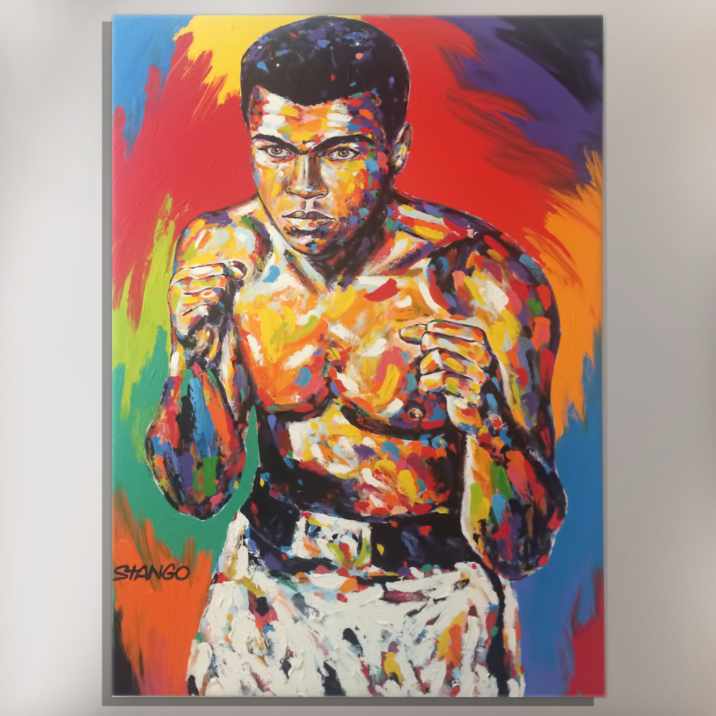 Original John Stango - Muhammad Ali - Large Oil on Canvas Painting