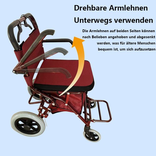 Leichtgewicht Rollator mit Luftbereifung Gehhilfe extra klein zusammenfaltbar - Bild 7 von 13