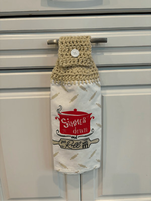 Crochet Top Kitchen Towel- Simmer down and just roll with it