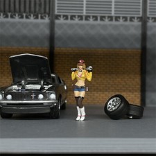 1/64 Scale Resin Model Auto Mechanic Gir Figure Dioramas Miniature Scene Layout