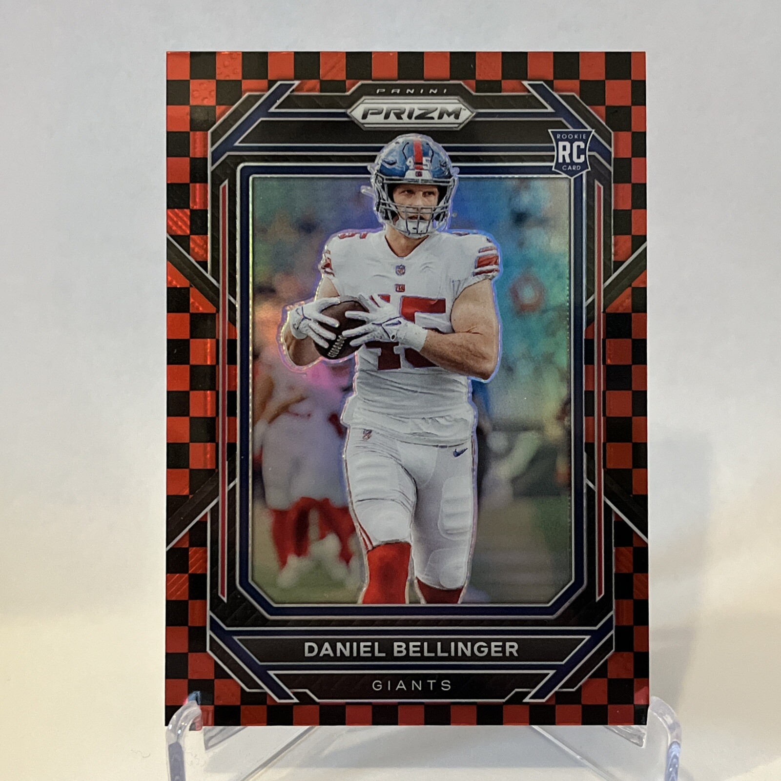2022 Panini Prizm Daniel Bellinger Black And Red Checkerboard SSP RC Giants #364