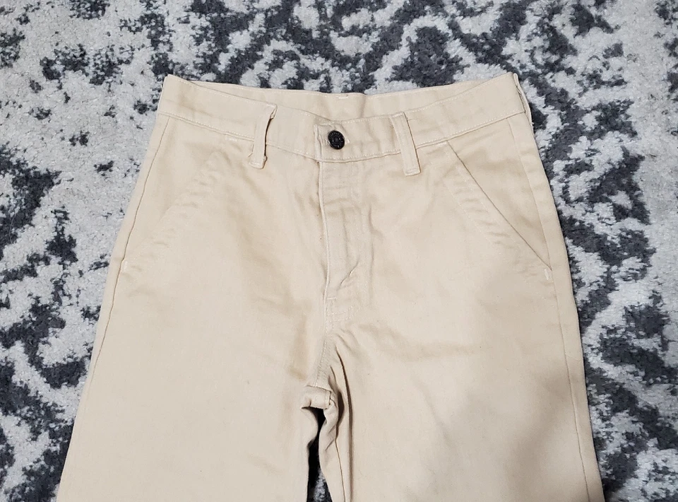 Pantalones Campana Levi Vintage Años 70 Caqui Denim Cepillado Foto 2 de 4