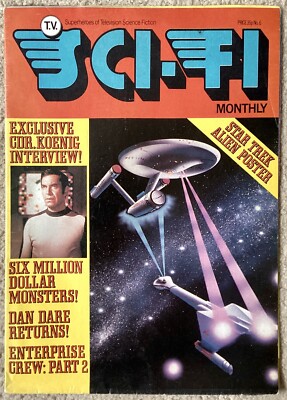 TV SCI-FI MONTHLY #6, POSTER MAG, 1976, RARE, MARTIN LANDAU INTERVIEW, STAR TREK