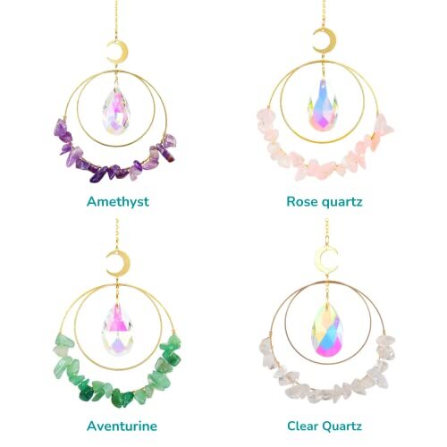 Suncatcher Crystal Ornament, Sun Catcher Gift for Moms, Gold Circle