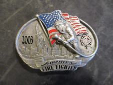 American Fire Fighter 2003 Belt Buckle US Flag Siskiyou Limited Edition /5000