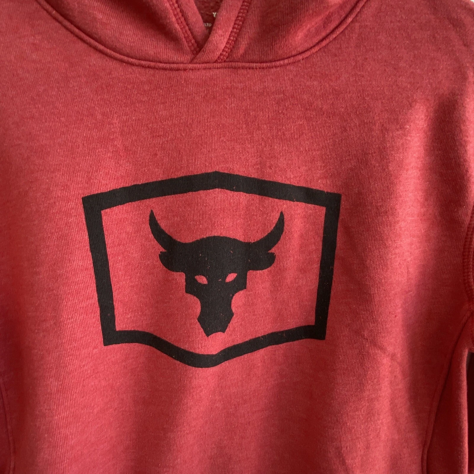 VETEMENTS Felpa con cappuccio UNDER ARMOUR Project Rock Blood Sweat Respect Pullover Rosso Ragazzo Gioventù L