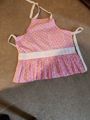 Bib Neck Apron Retro Pink & White Polka Dot 50s Vintage Style w/ Pocket