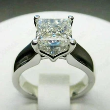 4 Ct Princess Cut Moissanite Solitaire Engagement Ring Real 925 Sterling Silver