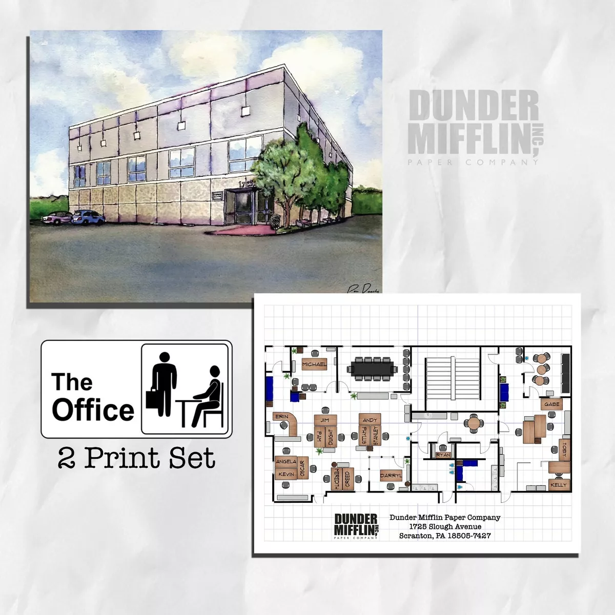 The Office Pam's Watercolor Dunder Mifflin Scranton 