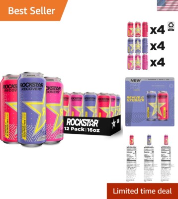 Revive & Rehydrate Energy Drink - 3 Flavor Variety Pack, 12 Cans with B Vitamins