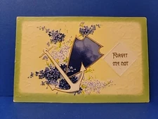 Antique 1911 VALENTINE Postcard FORGET ME NOT Anchor Flowers