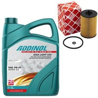 MotoröL Set 0W-30 Addinol 5 Liter + ÖLfilter 47827 FüR Audi Seat Skoda VW Golf