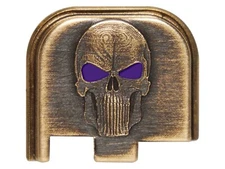 NDZ Brass Glock 43 43X 48 3D Skull Purple Eyes Slide Cover Back Plate