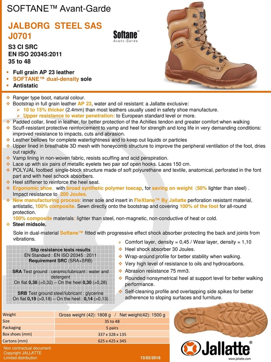 Jallatte Jalborg J0701 Hi Mens Tan Brown Toe Cap Midsole Safety