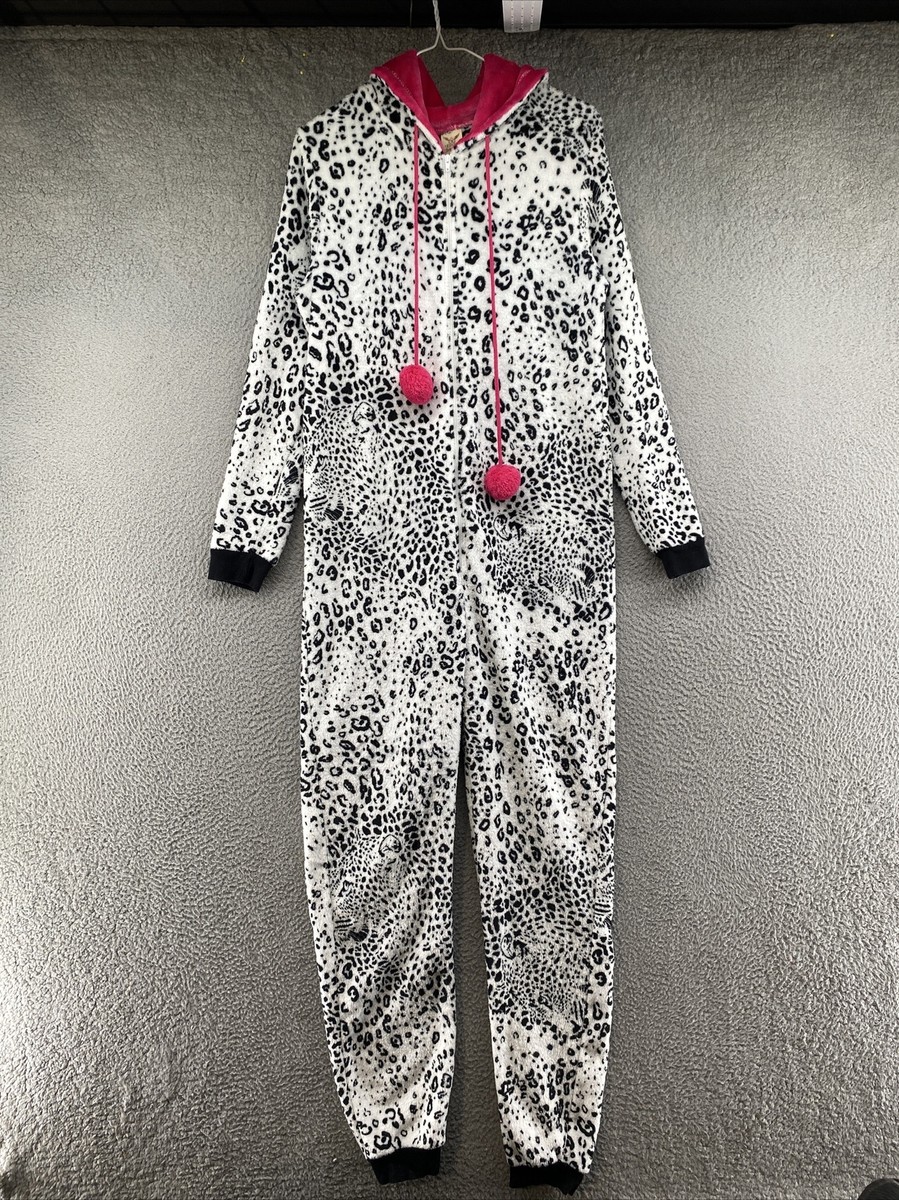 FADED GLORY One Piece Black White Leopard Cheetah One Piece Pajama