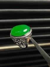 Natural Inlay high Ice Burmese Jade Jadeite pigeon egg Amulet Rings