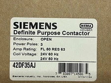 Genuine Siemens 42DF35AJ Definite Purpose Contactor 3-Pole 50 Amp  24V Coil