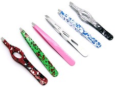 Tweezers Design Bright Colors Easy Picking Smooth Grip Full Makeup Set of 6 Pcs