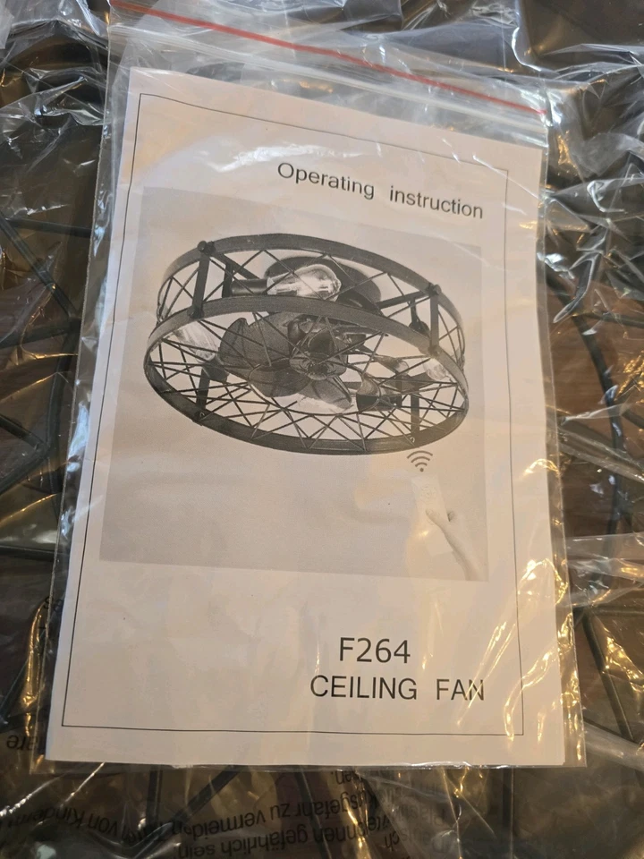 REDSTAR Retro 20" Low-Profile, Caged Ceiling Fan with Light, Remote Control - Image 2 of 4