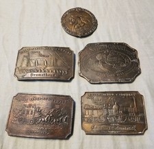 Vintage Brass Belt Buckles (Wells Fargo Train, Stagecoach, Prometheus, Southern
