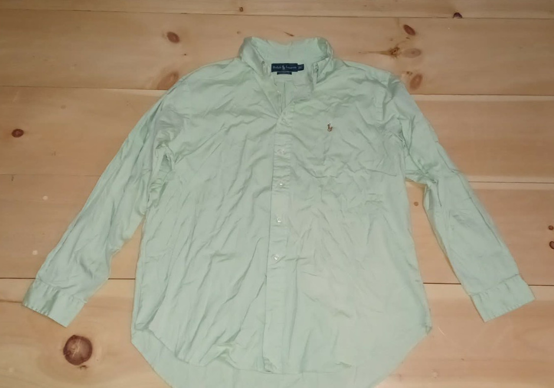 Mens Ralph Lauren Mint Green Long Sleeve Button Up XL  17&1/2  34/35 Classic Fit