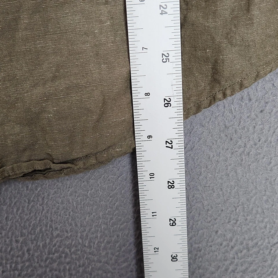 Uniqlo Shirt Mens Medium Green Linen Cotton Band Collar Short Sleeve Button - Image 4 of 4