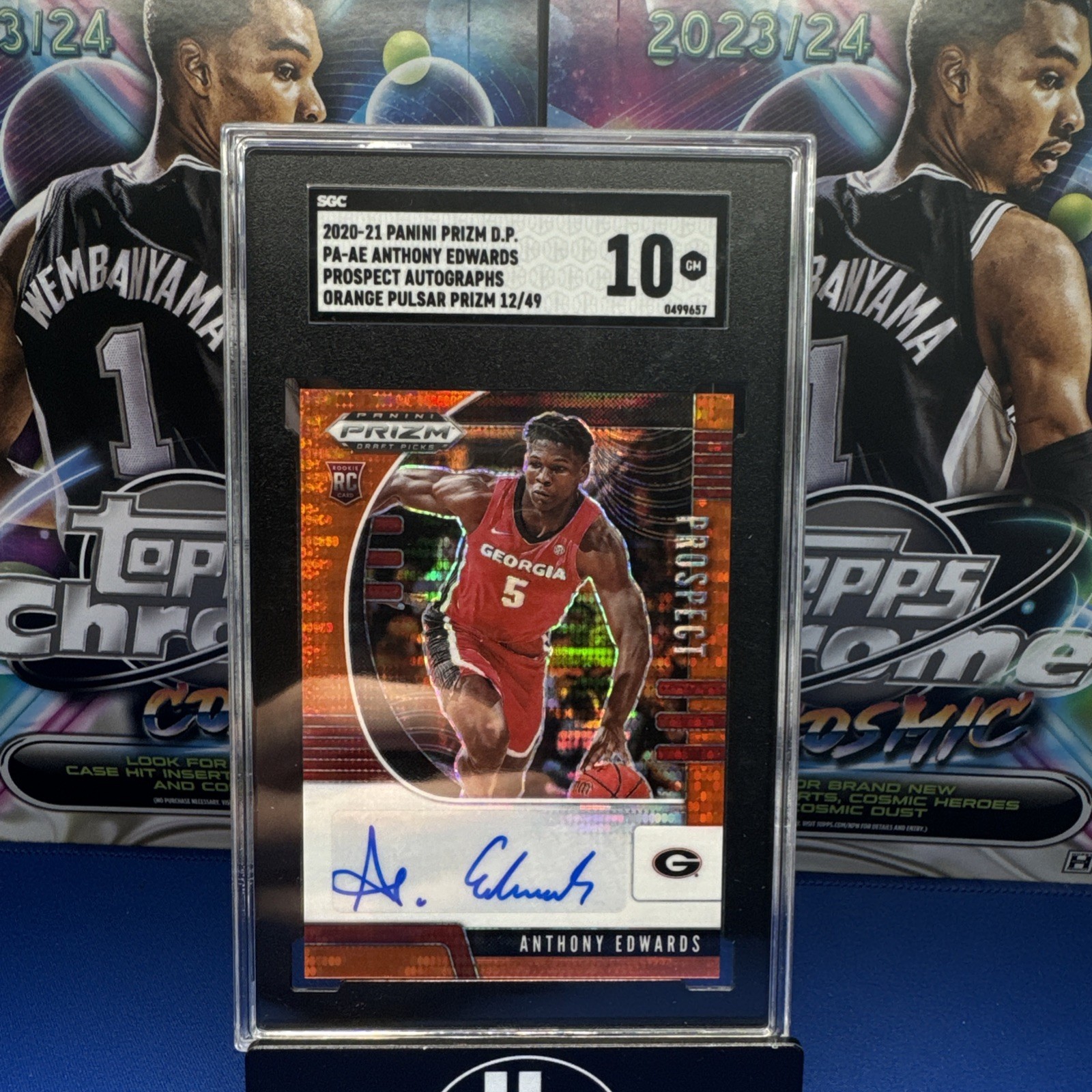 SGC 10 Anthony Edwards Prospect Auto Orange Pulsar /49 PAAE 2020 Panini Prizm DP