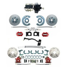 Front Rear Power Disc Brake Conversion Kit Mustang At 67-69 W Red Drilled...
