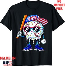 Baseball Drip for Boys Ice Cream Drip Baseball 4th of July T-Shirt,Kid Adult Tee