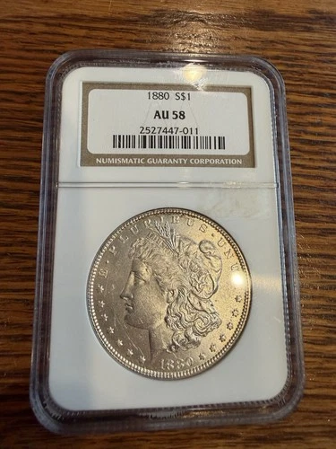 1880 P Morgan Silver Dollar $1 NGC AU58