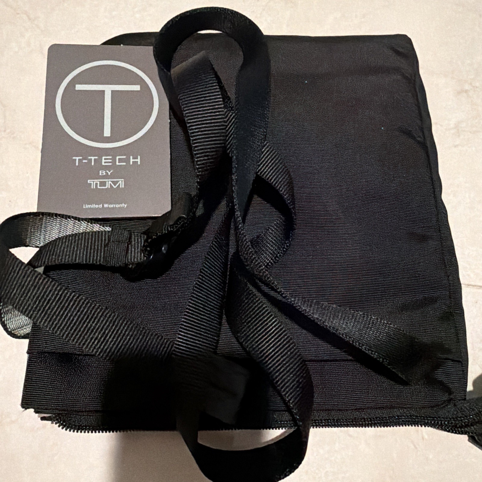 Tumi Mens Black Grey Nylon Adjustable Strap Zippered Pockets Messenger Bag