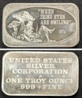1974 When Irish Eyes Are Smiling ~ 1 oz .999 Silver Vintage USSC Art Bar