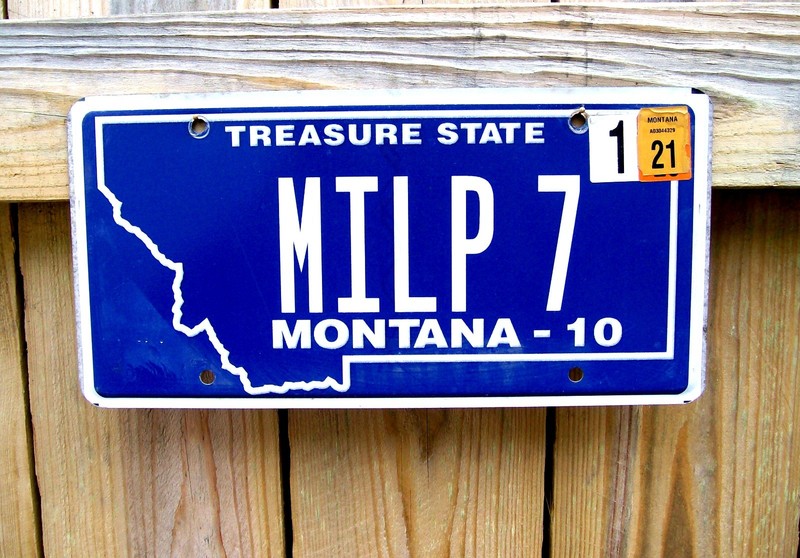 EXPIRED MONTANA -10 MILP 7 TREASURE STATE Jan 2021 21 License Plate Tag Low Num.