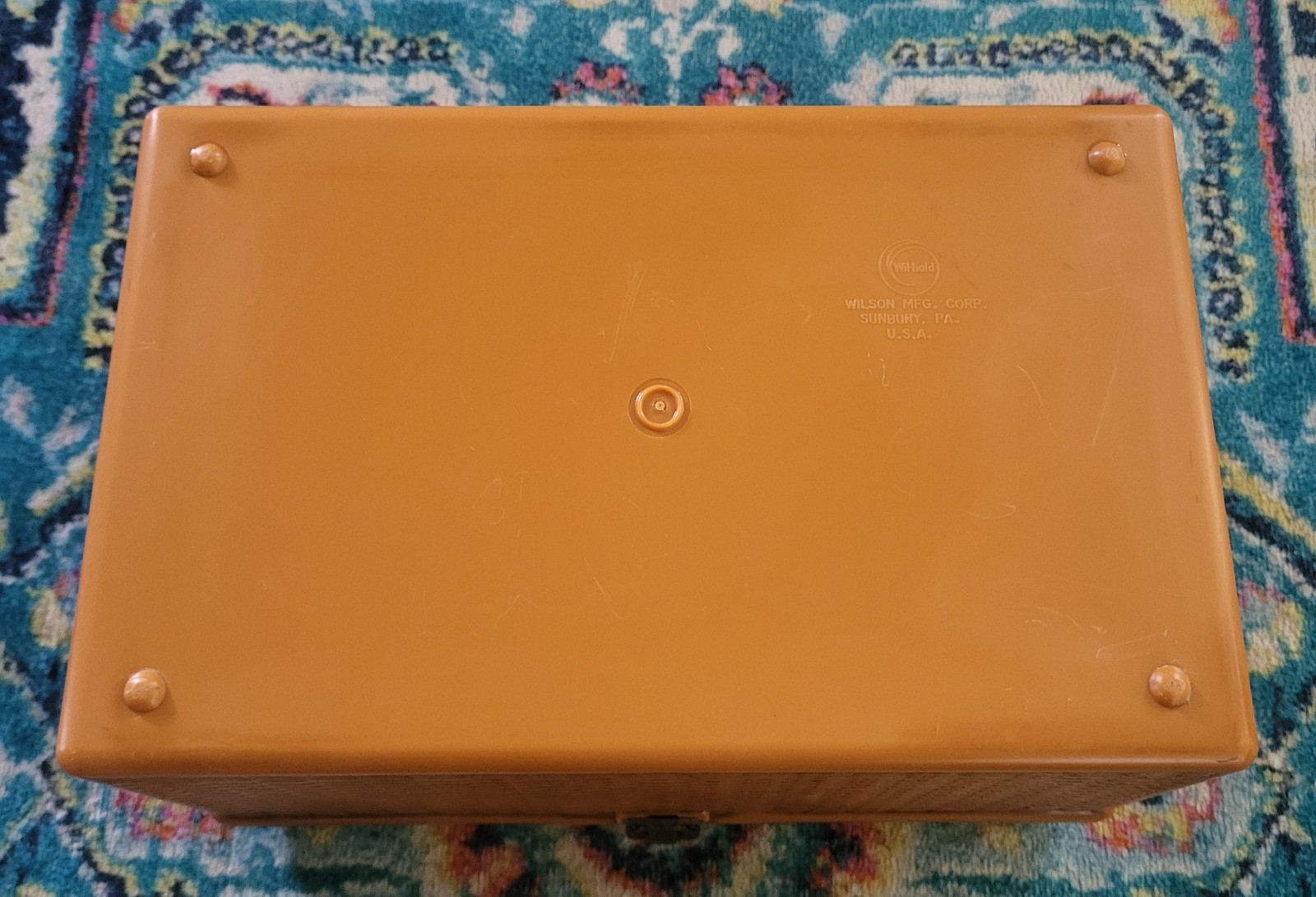 Vintage Wilson Wil-Hold Faux Wicker Basket Weave Sewing Box Tote w/Tray Insert