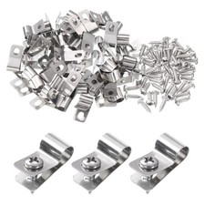 50pcs Wire Fence Clips 0.24" Stainless Steel Fencing Mounting Clips with Screws