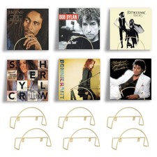 Vinyl Record Holder Wall Mount Shelf - 6 Pack 8-inch Gold Metal Display Storage