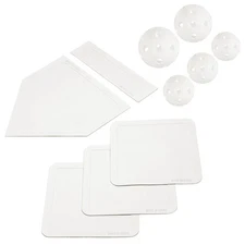 Thrown Down Baseball Bases with Home Plate and Pitching Rubber - Baseball Pra...