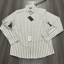 Nordstrom NWT Tech Smart Trim Fit M Medium Long Sleeve Shirt Button Gray New