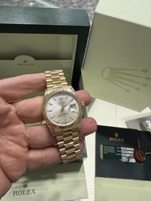 Rolex Day Date President 118238 Silver Dial 36mm 18k Yellow Gold W Box Papers