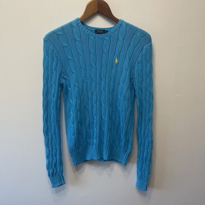 Polo RalphLauren Cable Knit Bright Blue Cotton Lightweight Sweater Women’s M