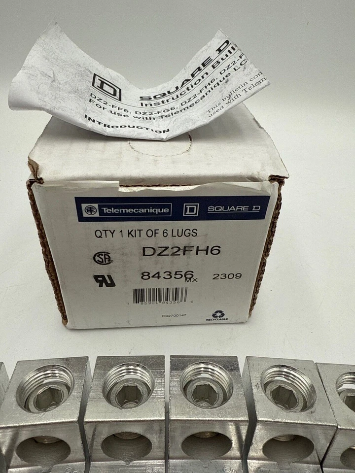 Square D DZ2FH6 Lug Kit For 3 Pole LC1F265/LC1F330 Contactor   Telemecanique New - Image 2 of 4