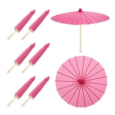 6 Pcs Paper Umbrellas ,23.6" Paper Parasol Umbrella for Craft,Rose Red
