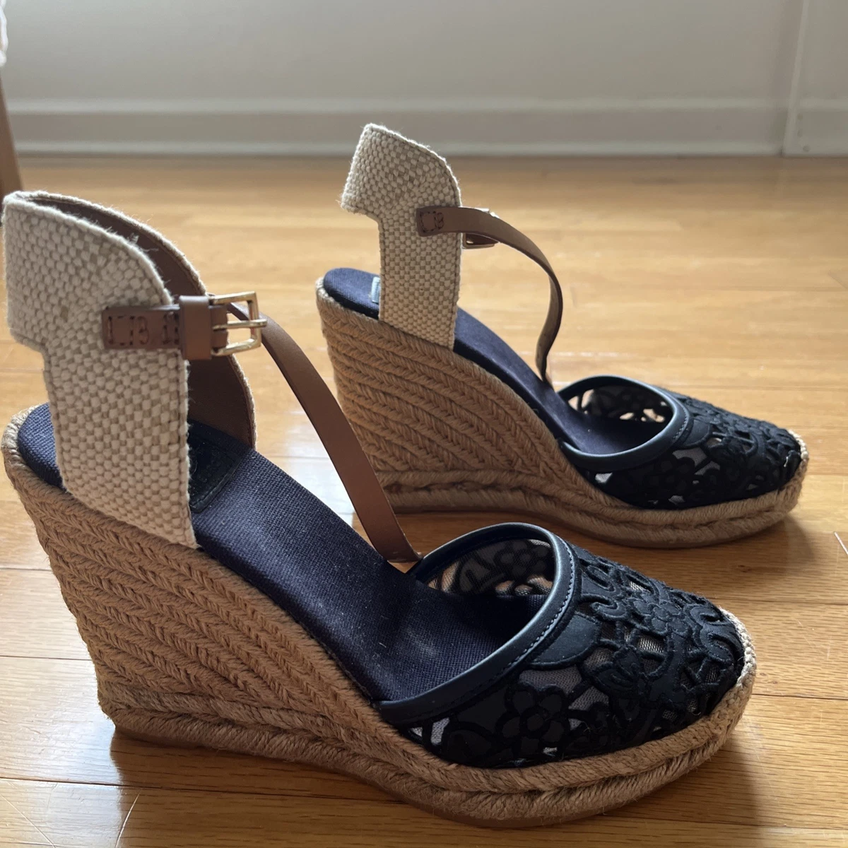 【超美品】Tory Burchウェッジサンダル ネイビー　US7 24cm 革 Tory Burch Blue Sandals for Women for sale | eBay