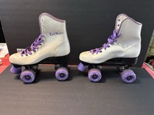 Vintage 1980's Seneca 1294 Rink Master Roller Skates Women s White Purple Size 8