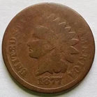 1877 Indian Head Cent Good Details, Key Date Penny 1C coin