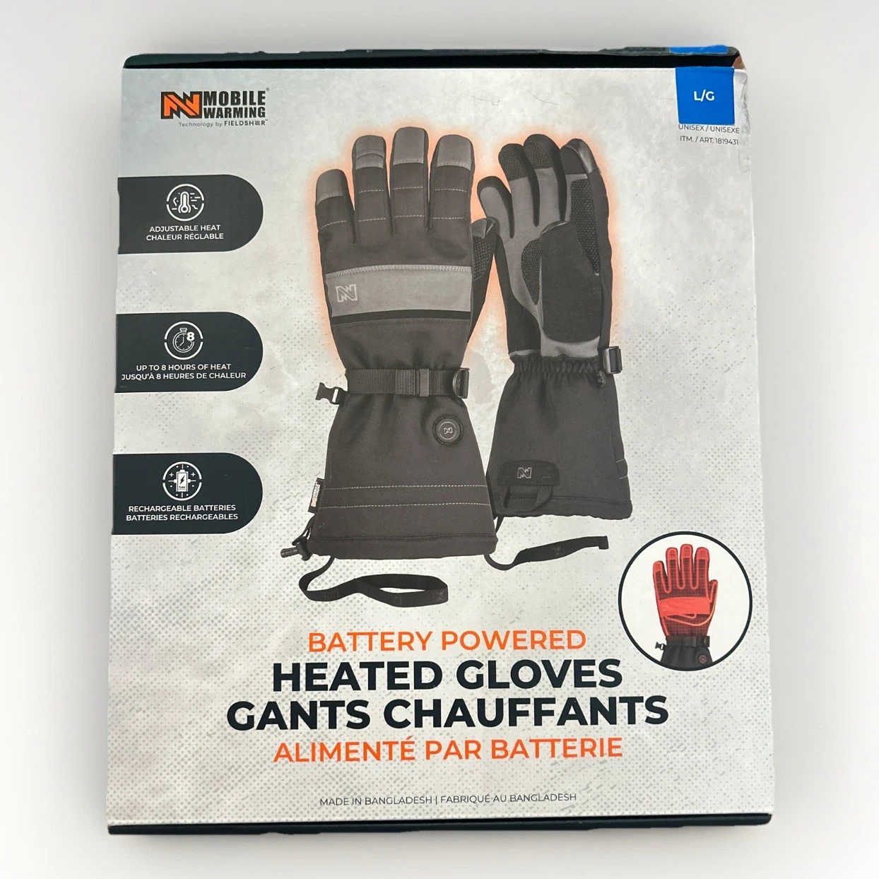 Mobile Warming Battery Operated Heated Gloves Touchscreen Compatible Large UVG