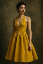 Runway Designer Jean Paul Gaultier X Target Yellow Halter Dress 2016 Size 9